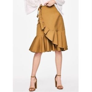 Khaki Knee Length Skirt